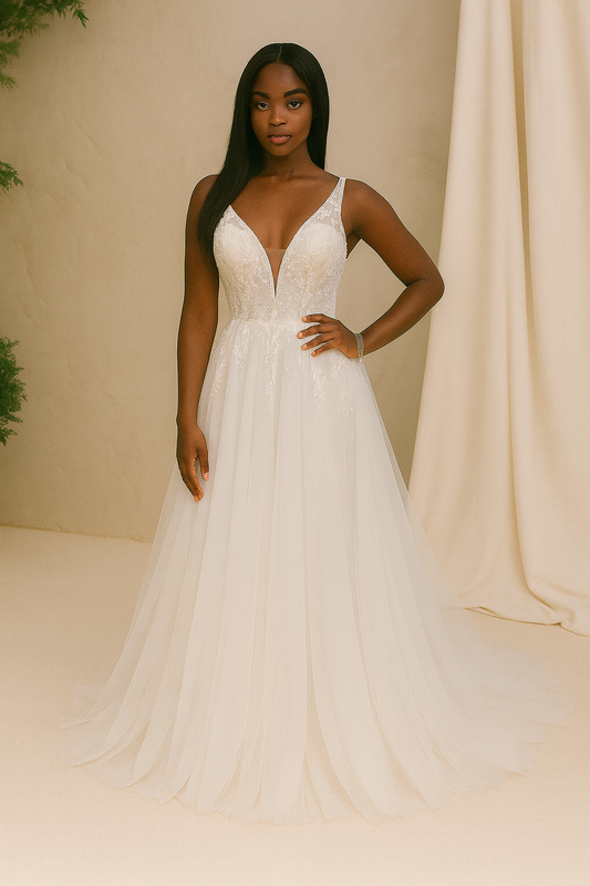 Faelora A-line Illusion Milk Wedding dress