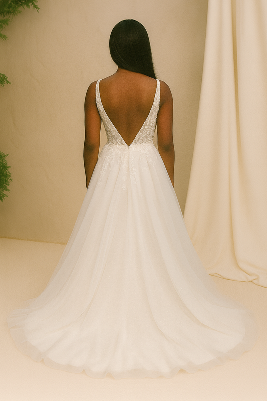 Faelora A-line Illusion Milk Wedding dress