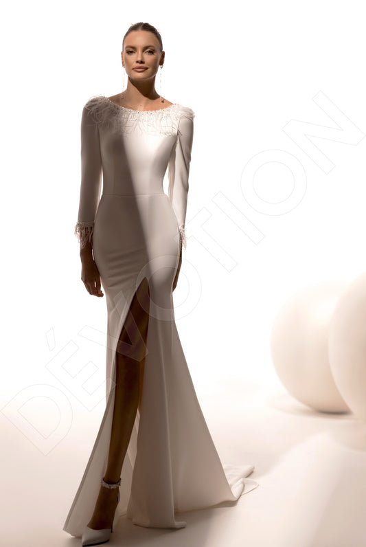 Alfy Trumpet/Mermaid Boat/Bateau Ivory Wedding dress