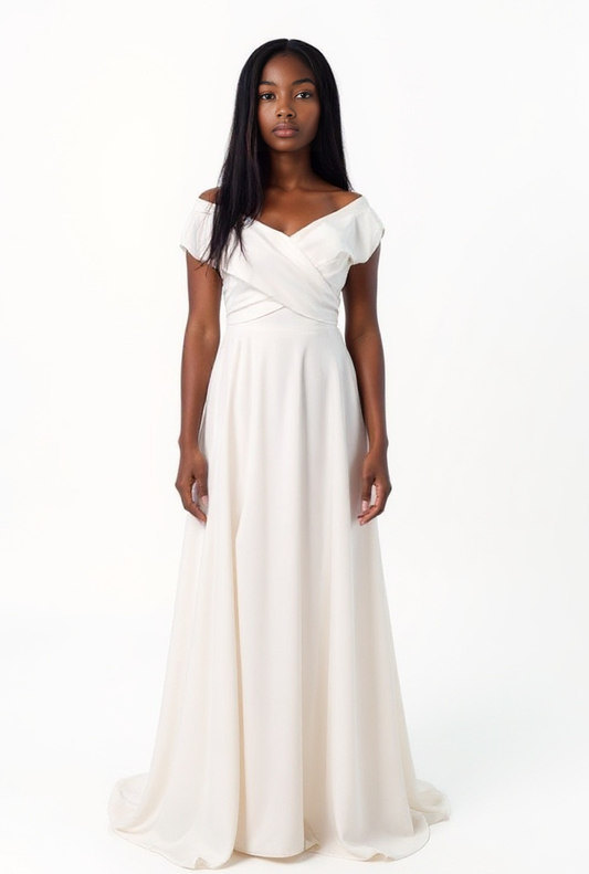 Avaris A-line Off-shoulder/Drop shoulders Milk Wedding dress