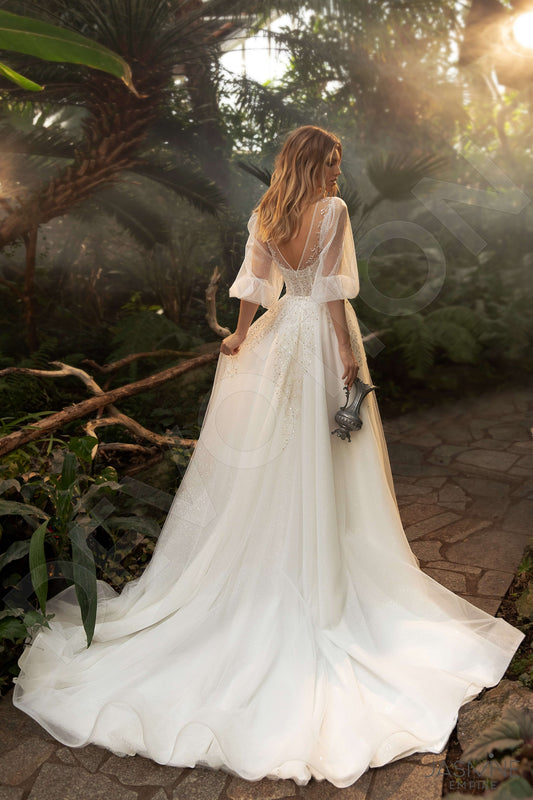 Ariel A-line Boat/Bateau Ivory Wedding dress