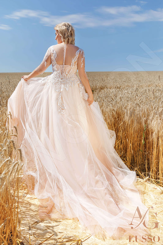 Delani A-line V-neck PowderPink Wedding dress