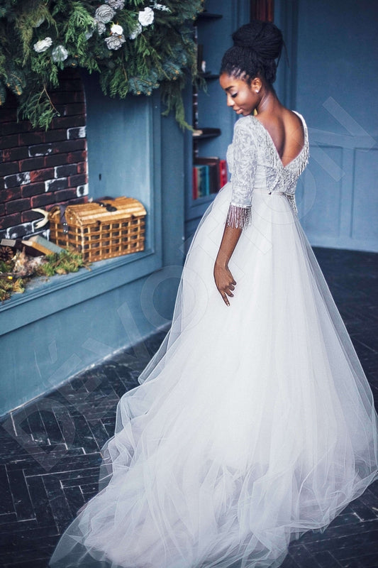Ariadna A-line V-neck Milk Peach Wedding dress