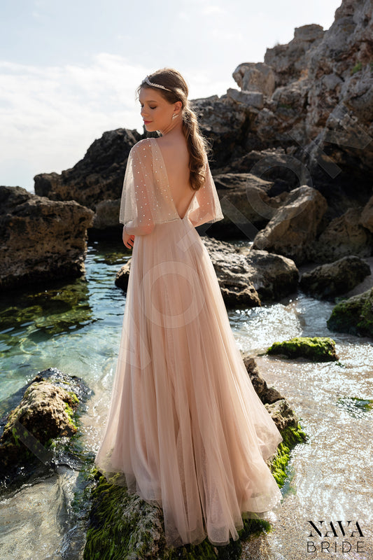 Marsella A-line Illusion Nude Wedding dress