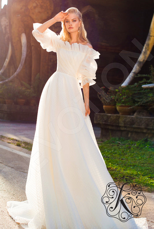 Lidiana A-line Off-shoulder/Drop shoulders Milk Wedding dress