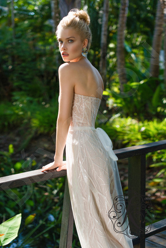 Remely A-line Straight across Pearl Wedding dress