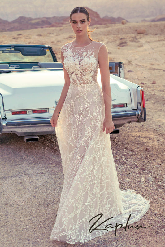Mariota A-line Jewel Vanilla Milk Wedding dress