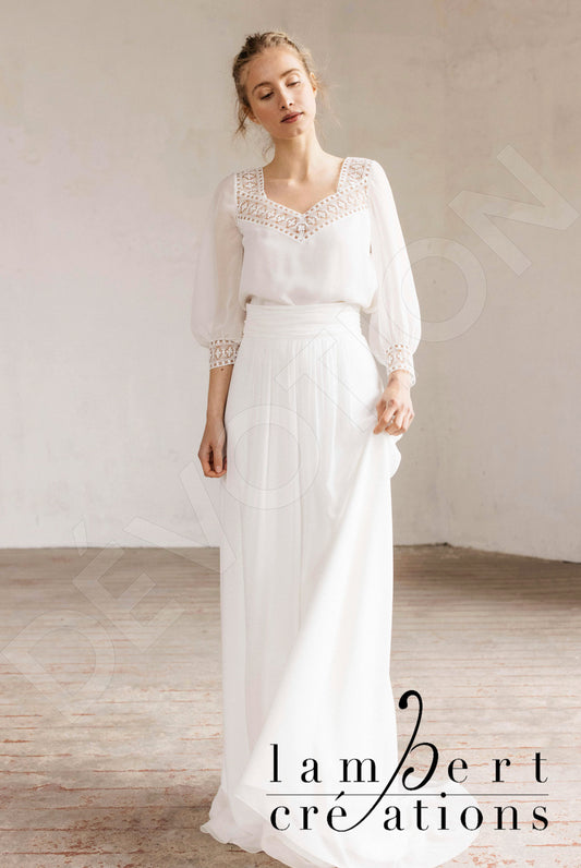 Aurore A-line Queen Anne Ivory Wedding dress