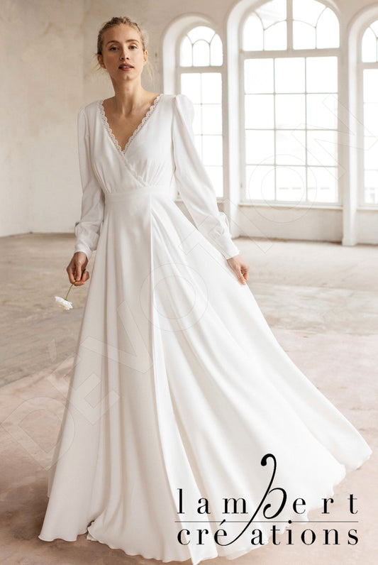 Cosmos A-line V-neck Ivory Wedding dress