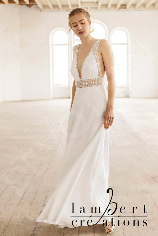 Eternité A-line Deep V-neck Ivory Wedding dress