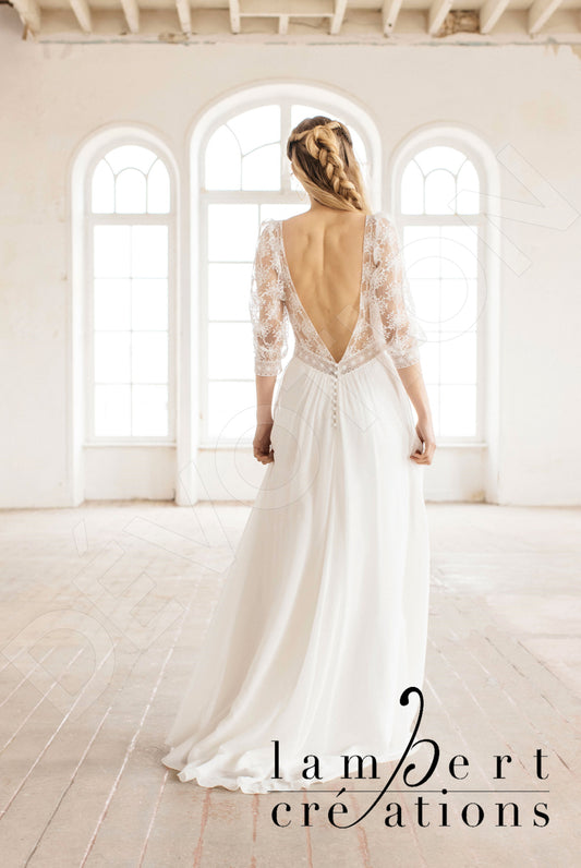 Flocon A-line V-neck Ivory Wedding dress
