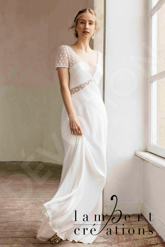 Infini A-line V-neck Ivory Wedding dress