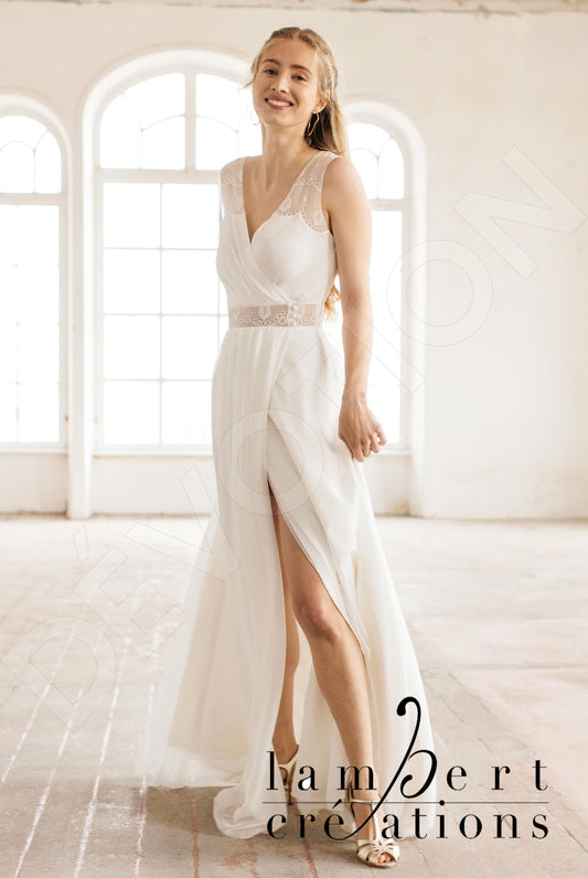 Oural A-line V-neck Ivory Wedding dress