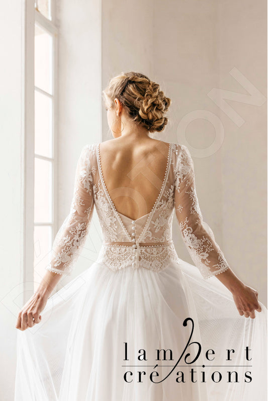 Phoenix A-line V-neck Ivory Wedding dress
