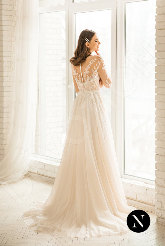 Averill A-line Illusion Ivory Champagne Wedding dress