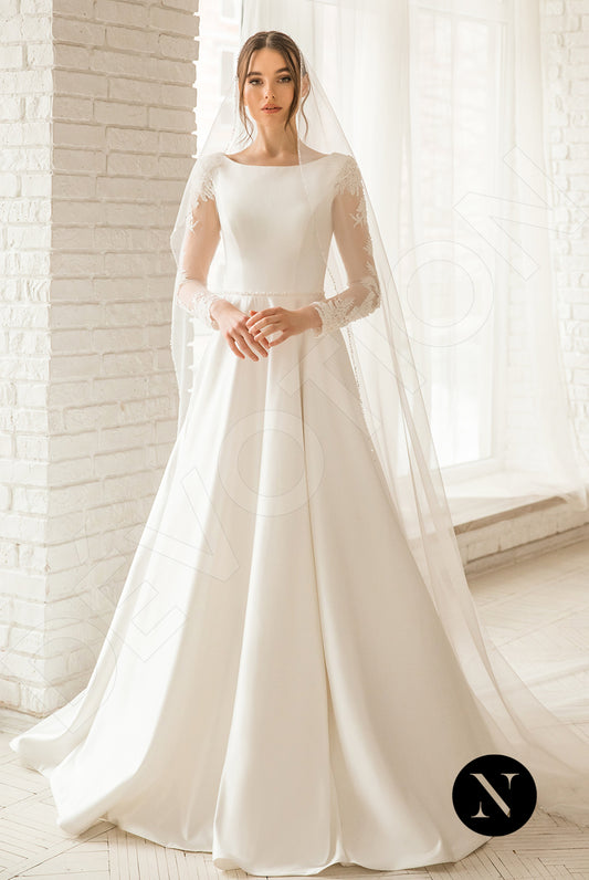 Glory A-line Boat/Bateau Milk Wedding dress