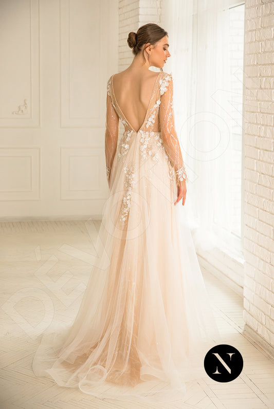 Palmer A-line Deep V-neck Ivory Nude Wedding dress