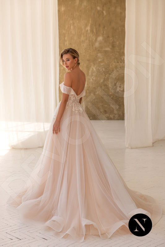 Aelis A-line Off-shoulder/Drop shoulders Milk Nude Wedding dress