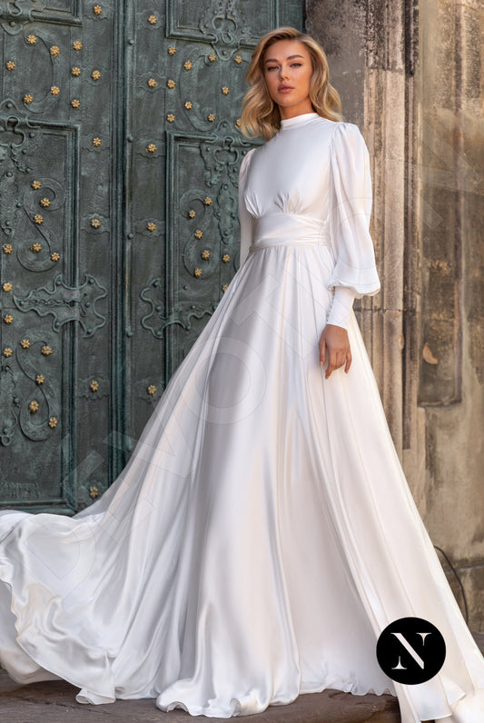Anais A-line High neck Milk Wedding dress