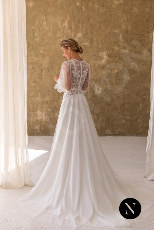 Celina A-line Jewel Milk Wedding dress
