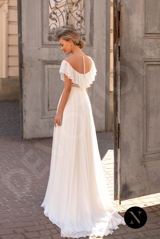 Meline A-line Off-shoulder/Drop shoulders Milk Wedding dress