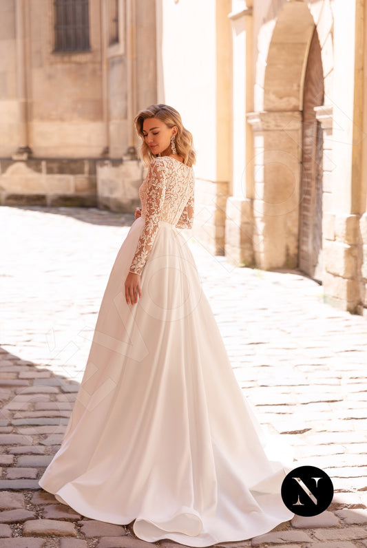 Neva A-line Boat/Bateau Ivory Wedding dress