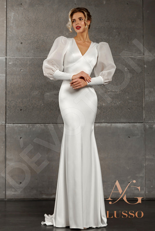 Marion Trumpet/Mermaid V-neck Milk Wedding dress
