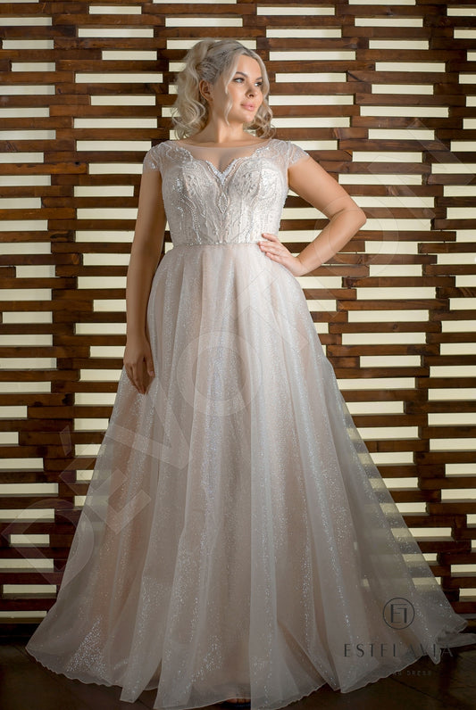 Betina A-line Boat/Bateau Cappuccino Wedding dress