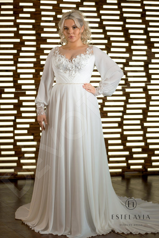 Estera A-line Illusion Milk Wedding dress