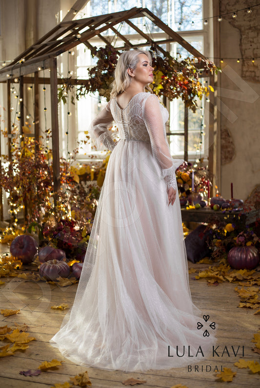 Raisa A-line Deep V-neck Milk Wedding dress