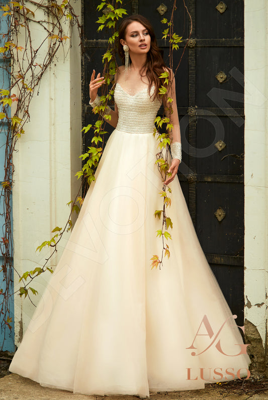 Remina A-line Illusion Milk Nude Wedding dress