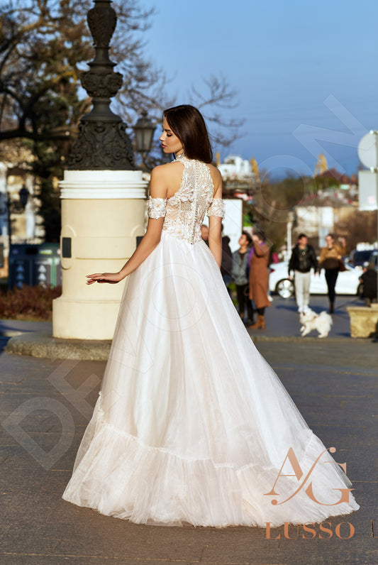 Basitta A-line Halter Milk Lightpink Wedding dress