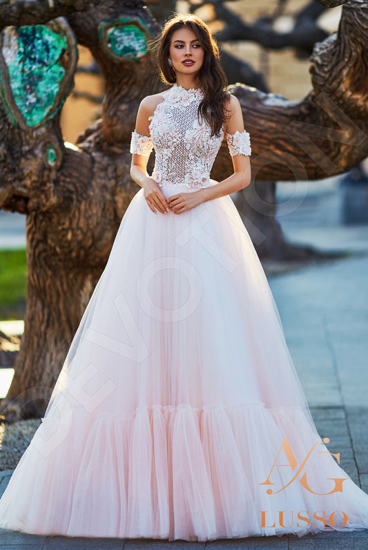Basitta A-line Halter Milk Lightpink Wedding dress