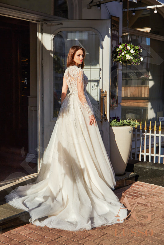 Camalla A-line Jewel Champagne Wedding dress