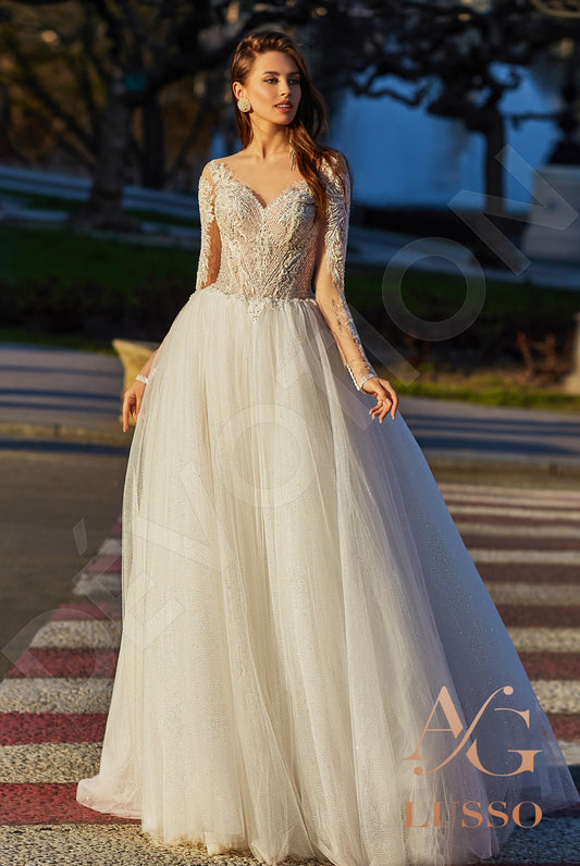 Lamissa A-line Illusion Champagne Wedding dress