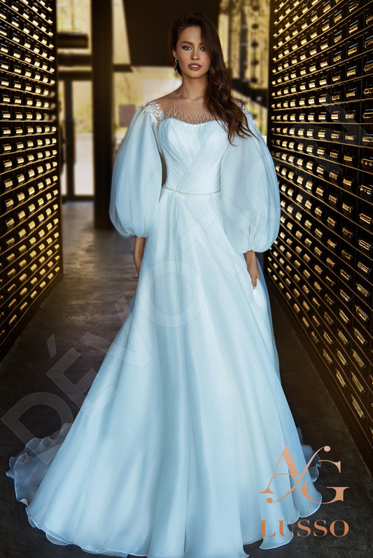 Finna A-line Illusion White Wedding dress