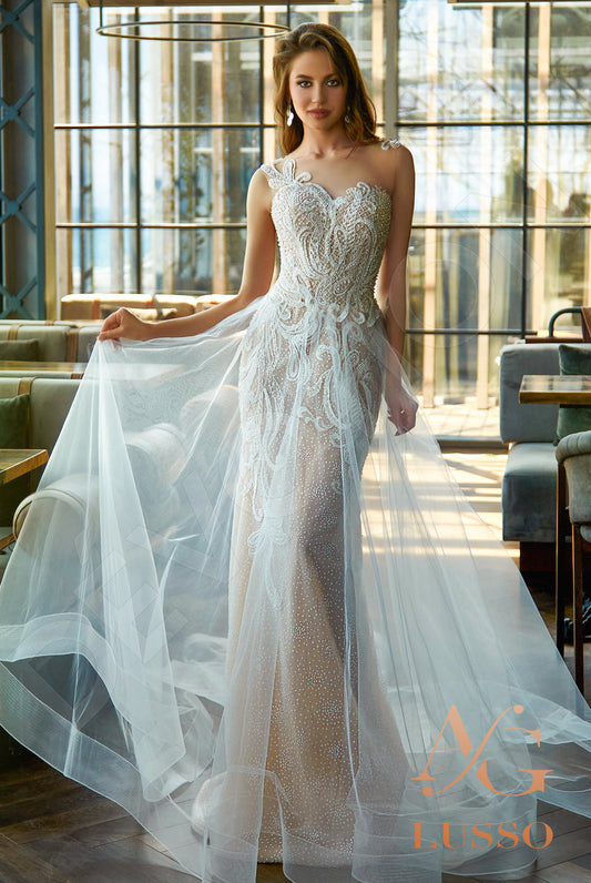 Mariel A-line Illusion Milk Nude Wedding dress