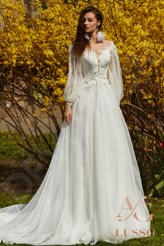 Reshmina A-line Illusion Milk Wedding dress