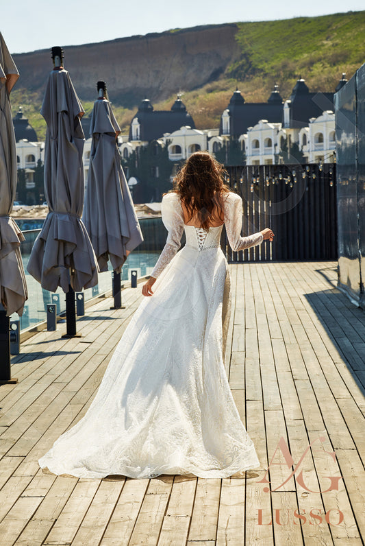 Whitna A-line Queen Anne Milk Wedding dress