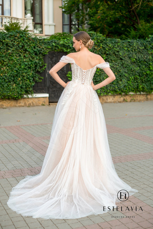 Aurelia A-line Straight across Milk Cappuccino Wedding dress