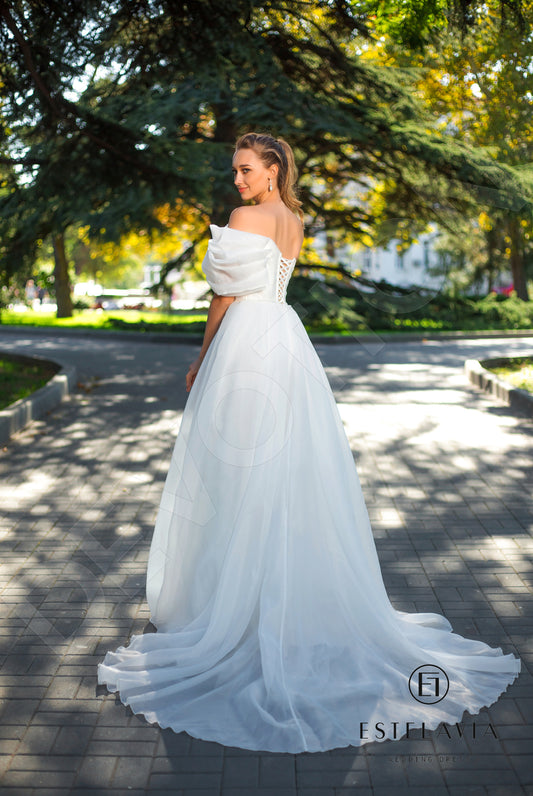 Cataline A-line Straight across Milk Wedding dress