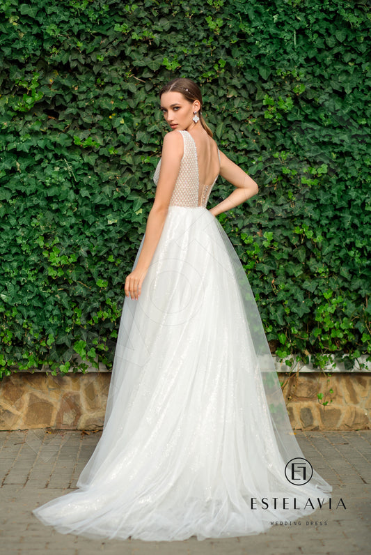 Cosmina A-line V-neck Milk Wedding dress