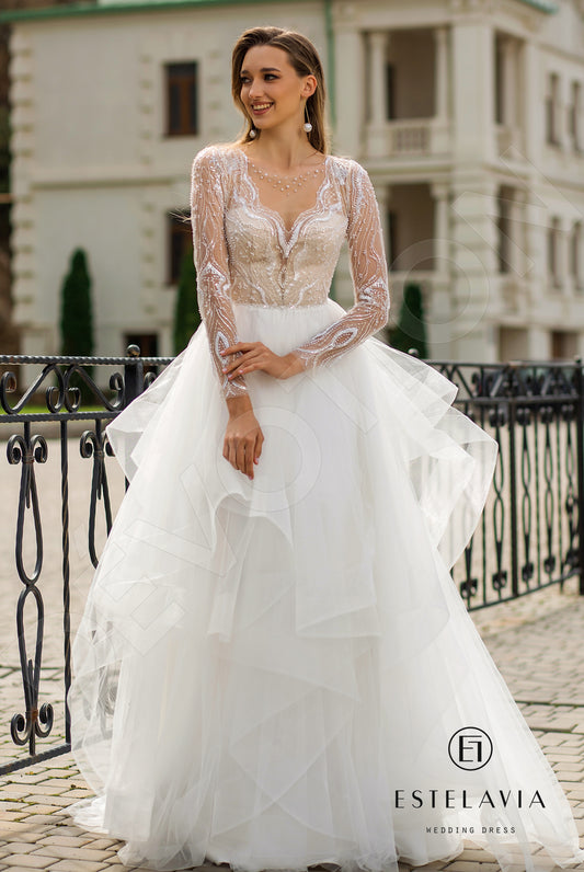 Doina A-line Illusion Milk Cappuccino Wedding dress