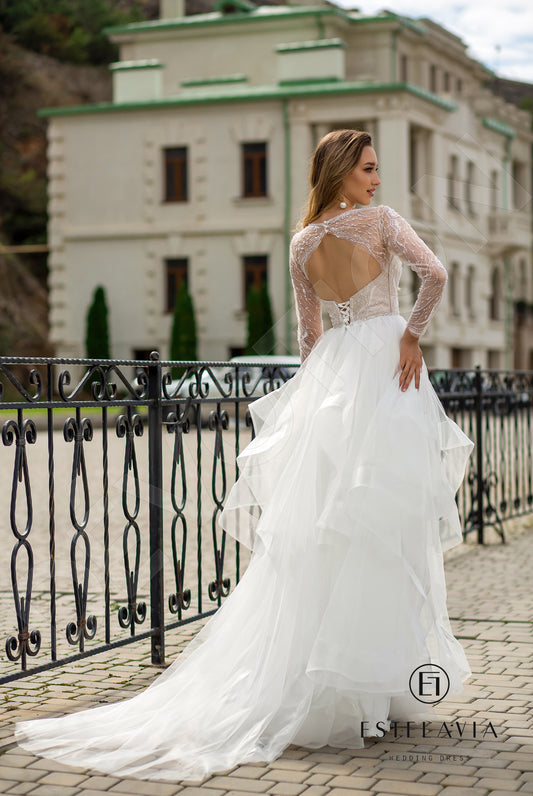Doina A-line Illusion Milk Cappuccino Wedding dress