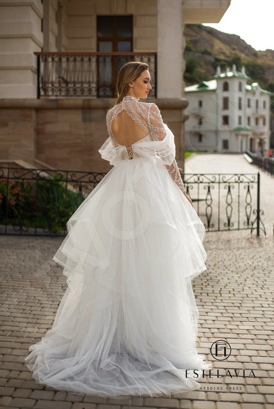 Felicia A-line High neck Milk Cappuccino Wedding dress