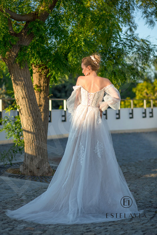Lucina A-line Straight across Milk Cappuccino Wedding dress