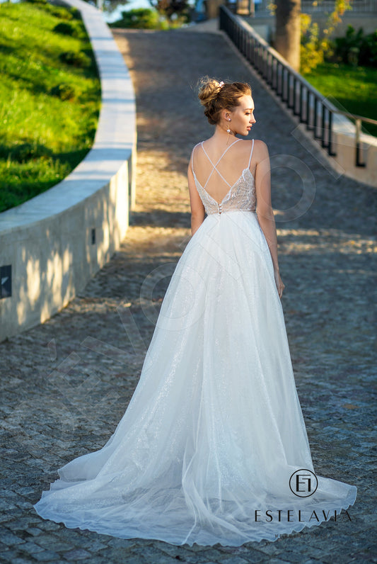 Marchella A-line V-neck Milk Cappuccino Wedding dress