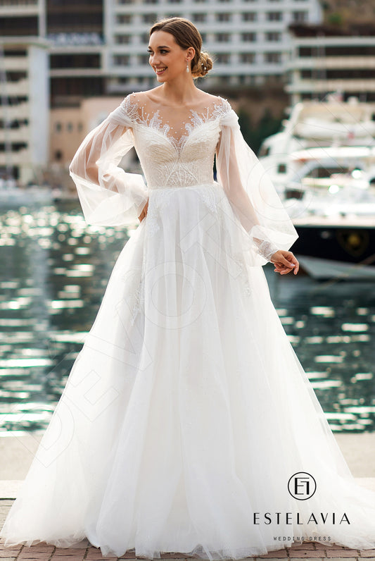 Ralica A-line Illusion Milk Wedding dress
