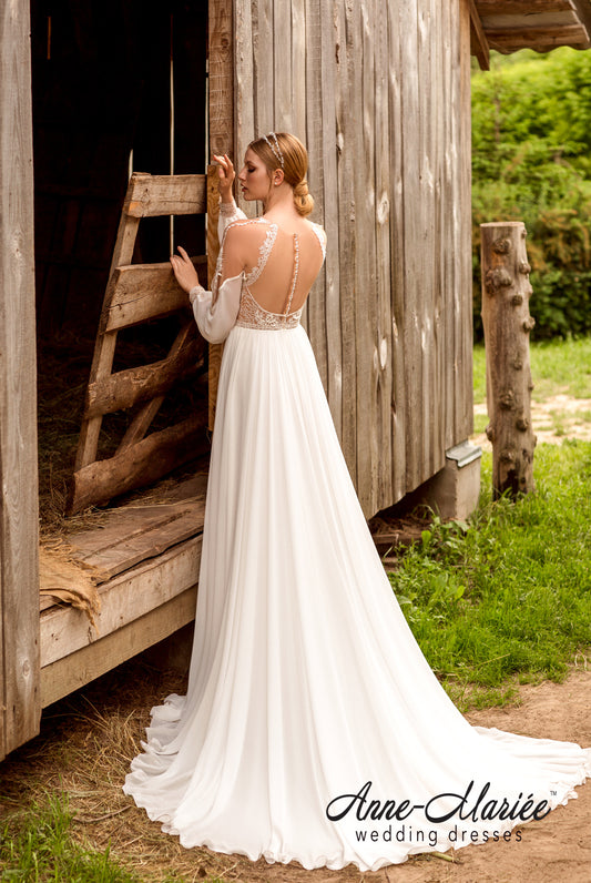 Fride A-line Illusion Ivory Wedding dress