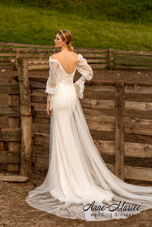 Tudal Trumpet/Mermaid V-neck Ivory Wedding dress